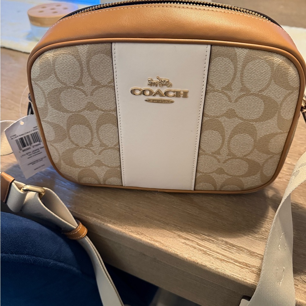 Coach Beige and White Crossbody Bag